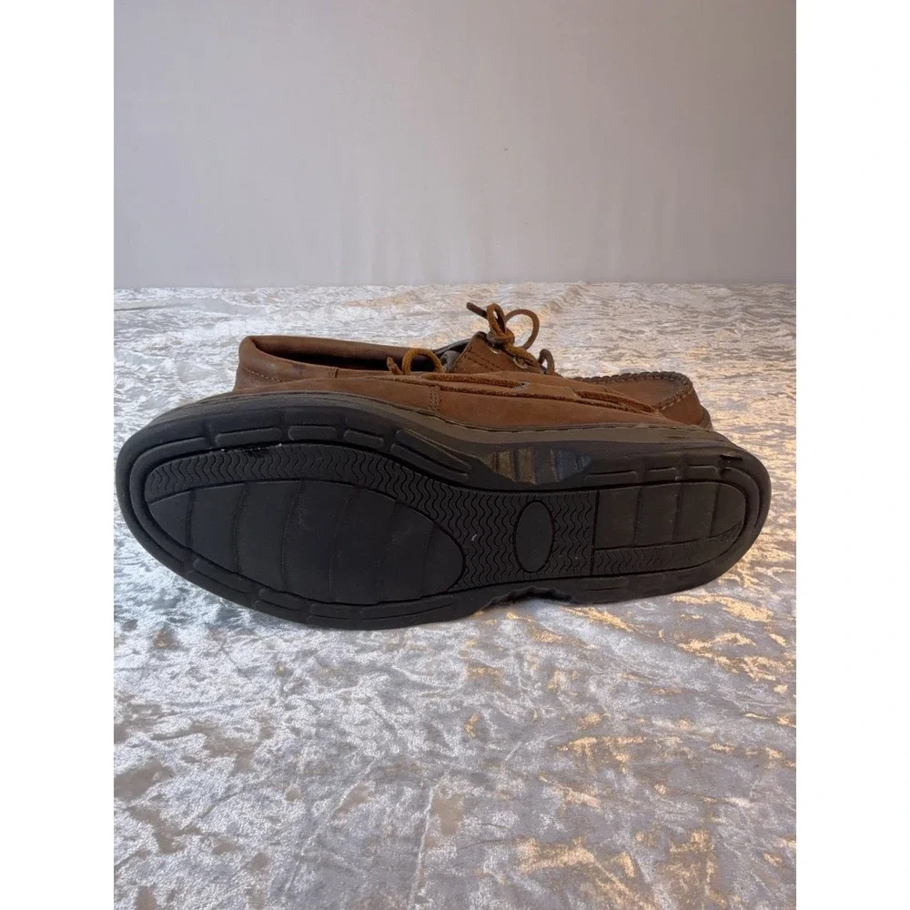 Earth Shoes Brown Leather Boat Shoes Men's Size 9 Lace Up Comfort Casual